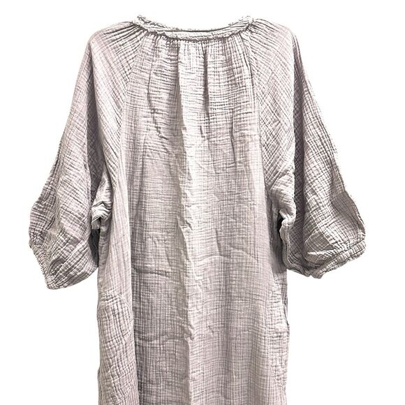 Ocean Main LA Maxi Kaftan Dress Double Gauze Raw Edge Dessert Amethyst M/L $260 - Picture 7 of 11